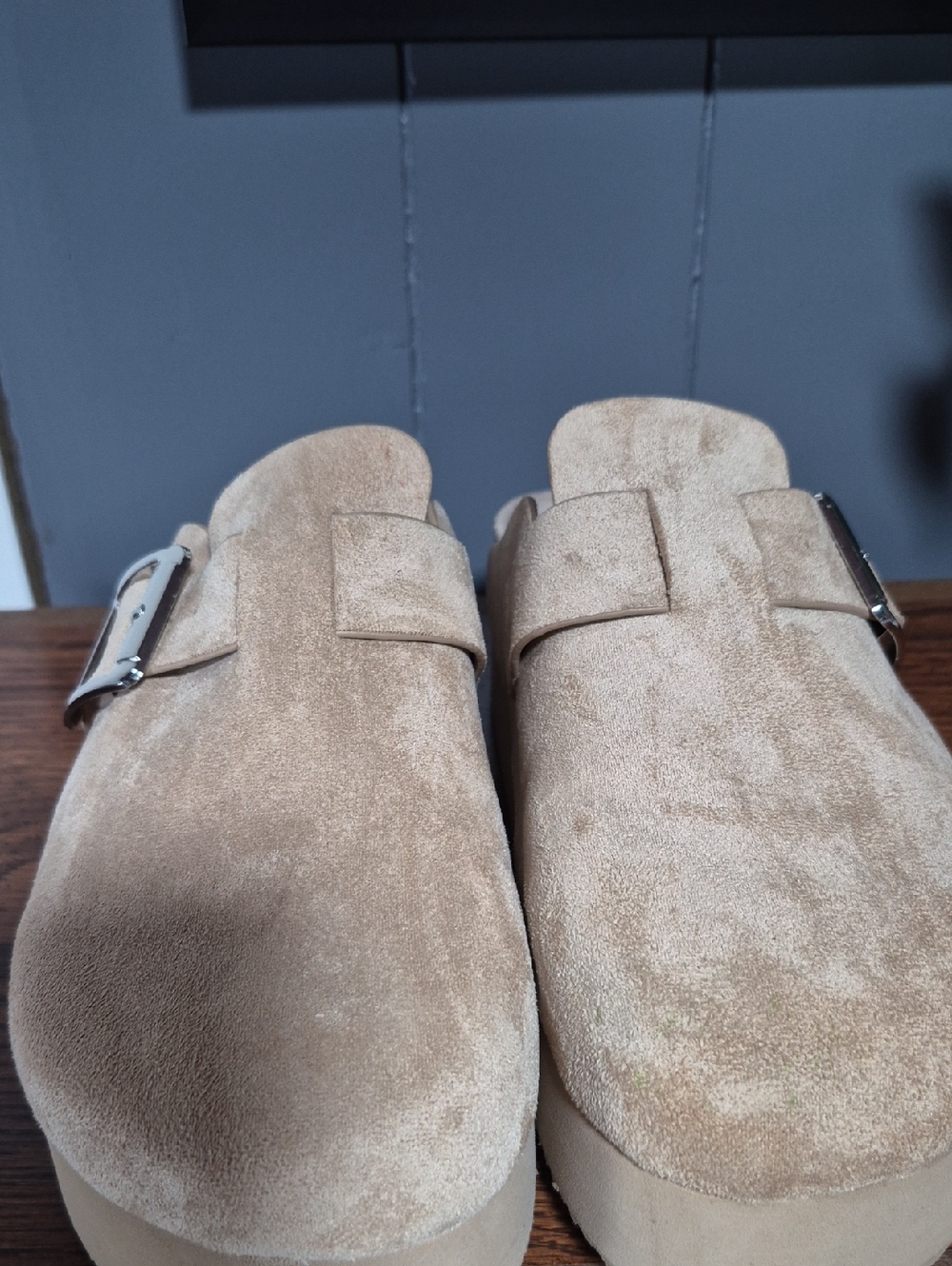 NYC Suede Buckle Clogs - Picture 2 of 6